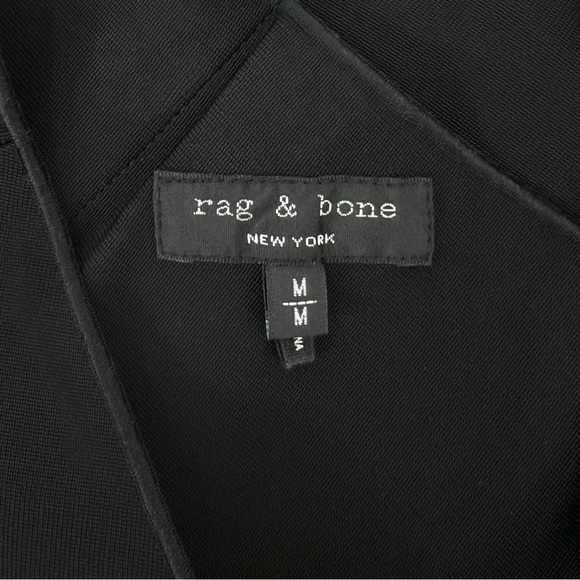 Rag & Bone Black & White Topstiching Detail X Cross Stretch Crop Top sz M - Picture 8 of 10